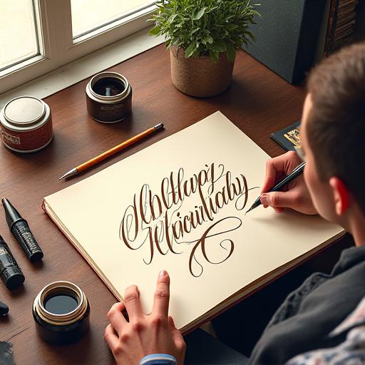Espacio de trabajo de caligrafía artística